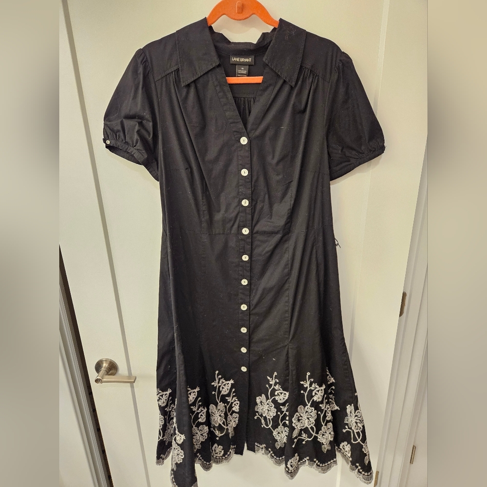 Lane Bryant Cotton Stretch Summer Midi Dress with Flair Bottom - Size 16
